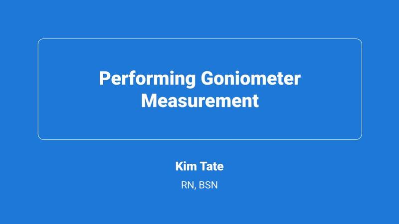 Performing Goniometer Measurement